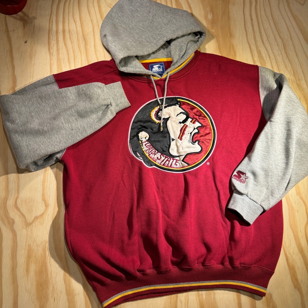 90s Starter Men's Florida State‎ Seminoles Vintage Hoodie Colorblock Maroon  L